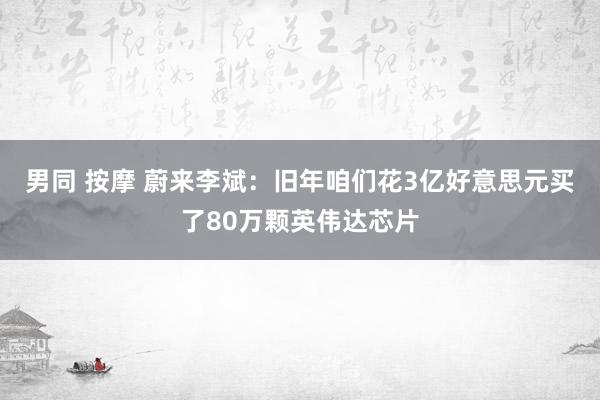 男同 按摩 蔚来李斌：旧年咱们花3亿好意思元买了80万颗英伟达芯片
