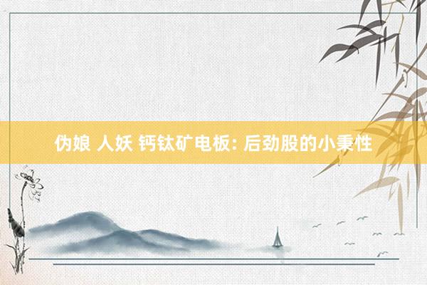 伪娘 人妖 钙钛矿电板: 后劲股的小秉性