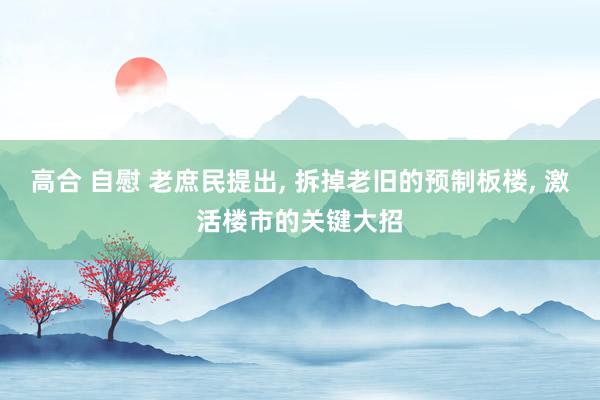 高合 自慰 老庶民提出， 拆掉老旧的预制板楼， 激活楼市的关键大招